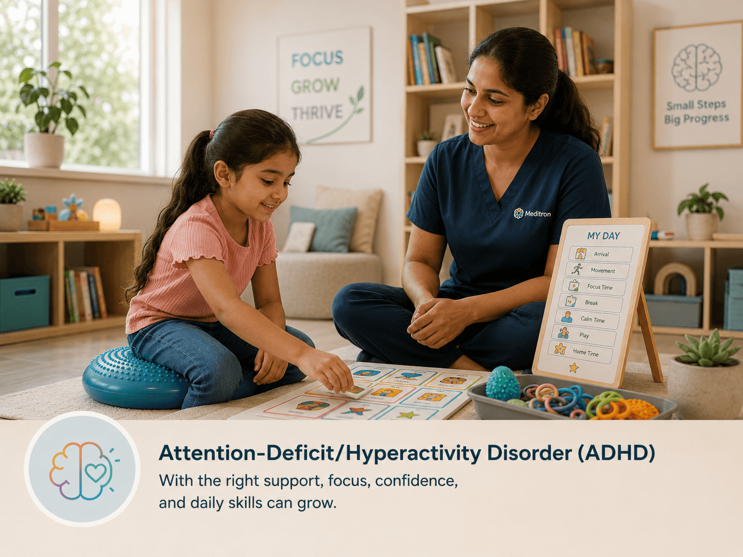 Child with ADHD in therapy session at Meditron, Vijayawada