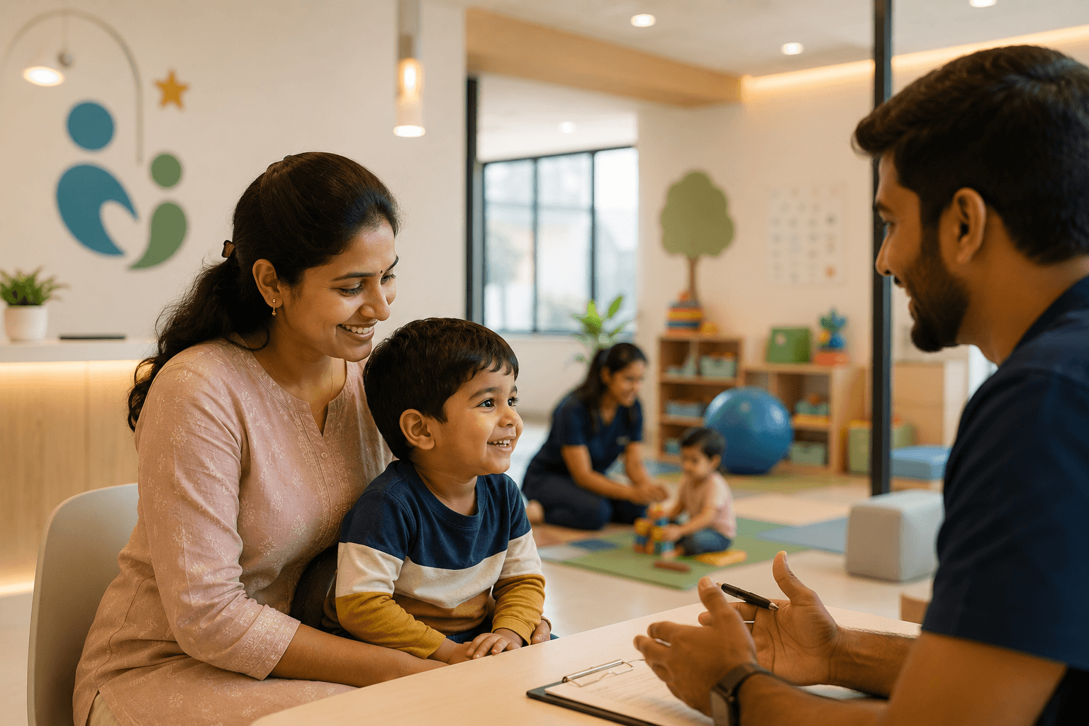 Meditron therapist in a one-on-one session with a child in Vijayawada